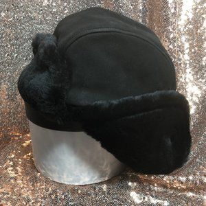 UGG Black Mixed Suede Fur Trapper Hat